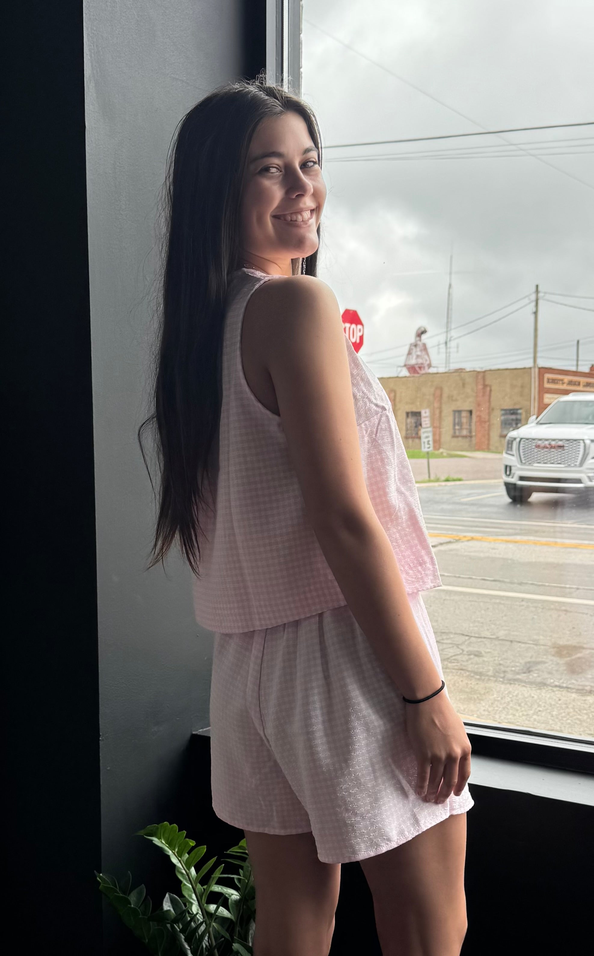 Checkered Sleeveless Top And Skort Set