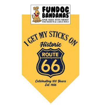 I Get My Sticks On Historic Route 66 Dog Bandana