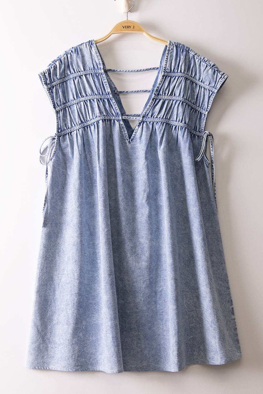 Mineral Washed Chambray Mini Dress