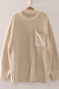 Waffle Knit Long Sleeve Cuffed Sweater