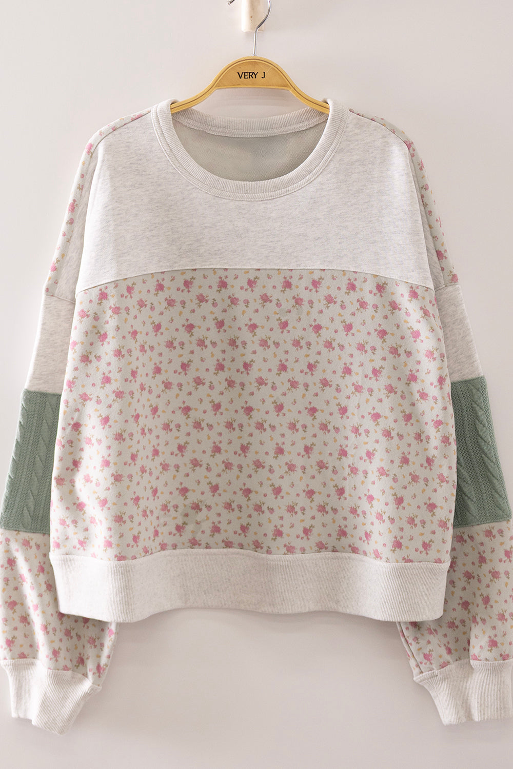 Sage Floral Patchwork Sweatshirt