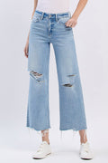 Haylee High Rise Distressed Crop Wide Jeans
