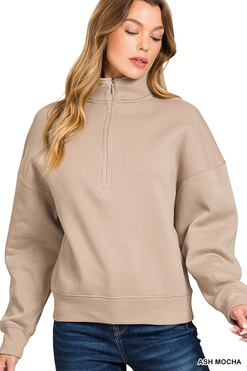 Fleece High Neck Half Zip Sweatshirts