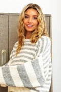 Mixed Stripe Comfy Sweater (plus)