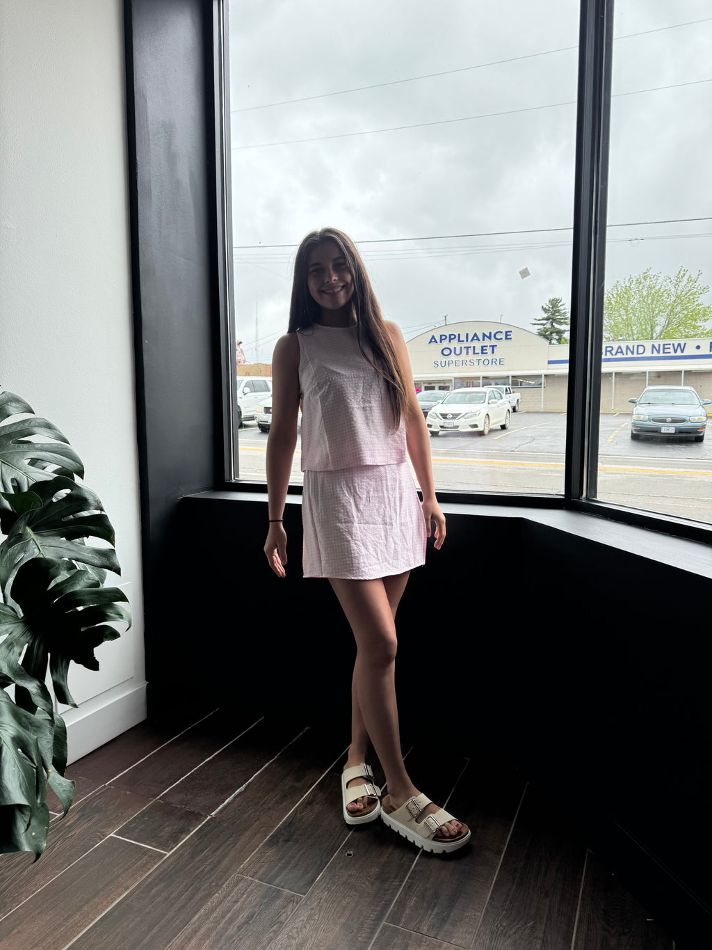 Checkered Sleeveless Top And Skort Set