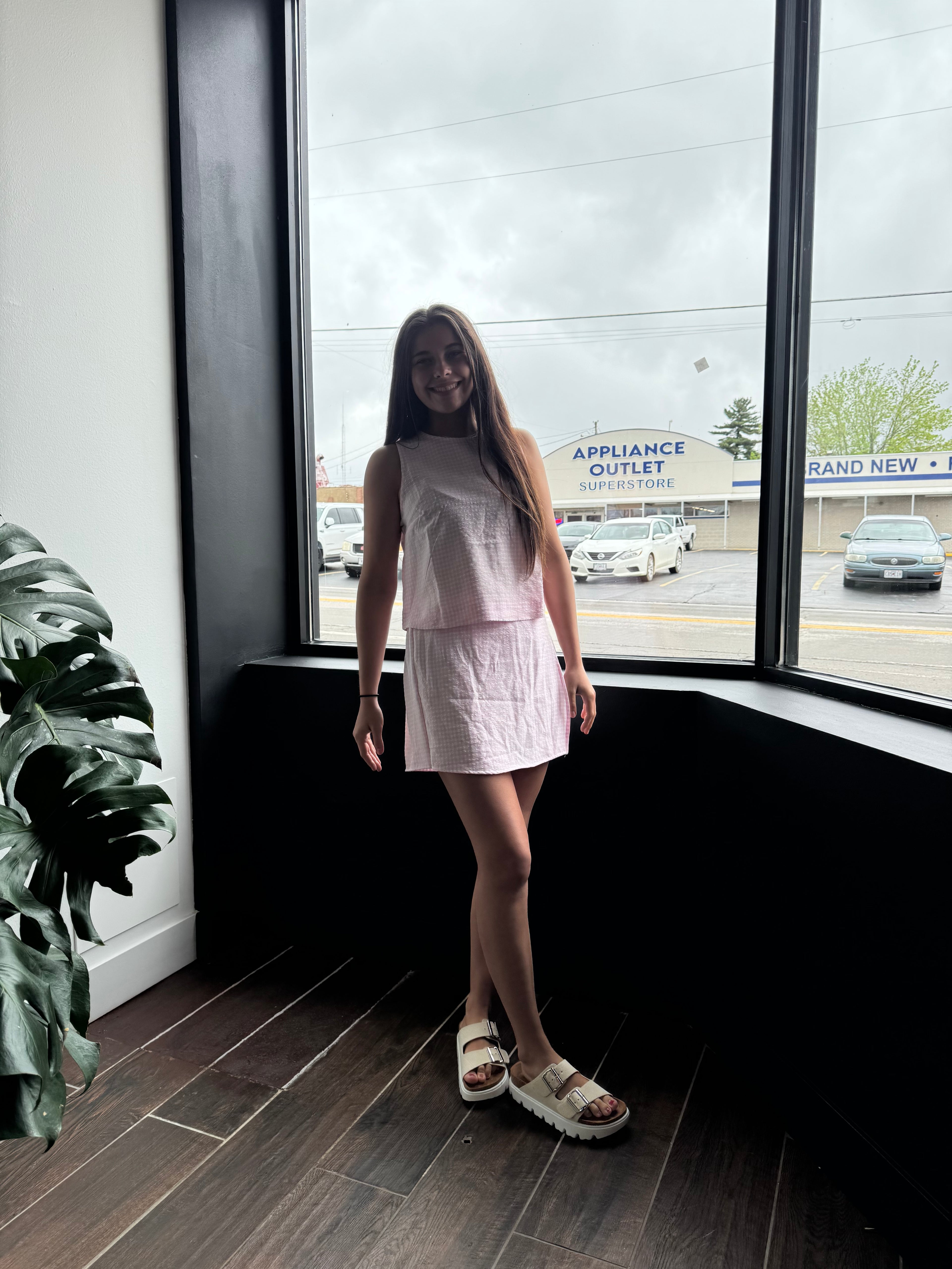 Checkered Sleeveless Top And Skort Set