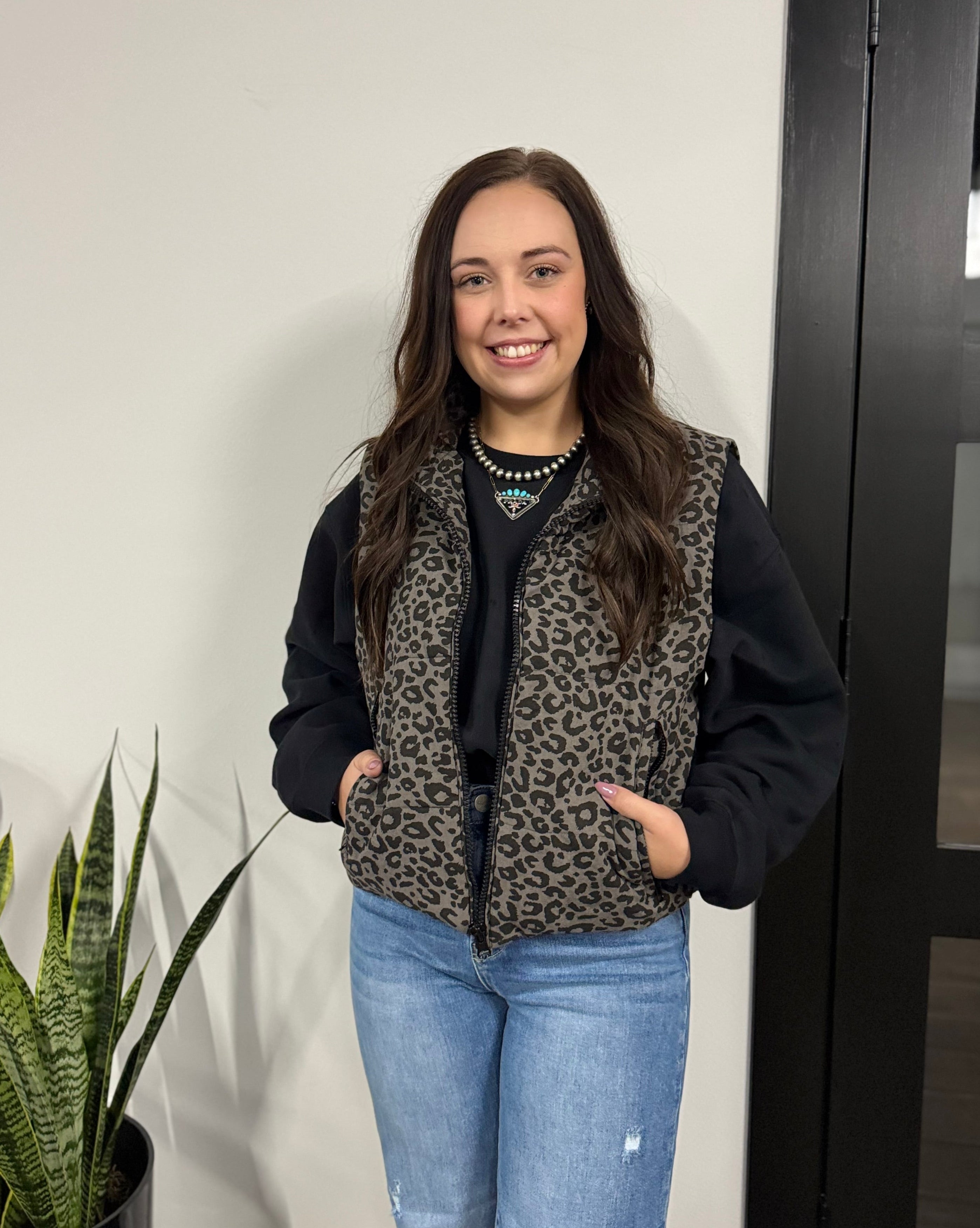 Leopard Print Puffer Vest