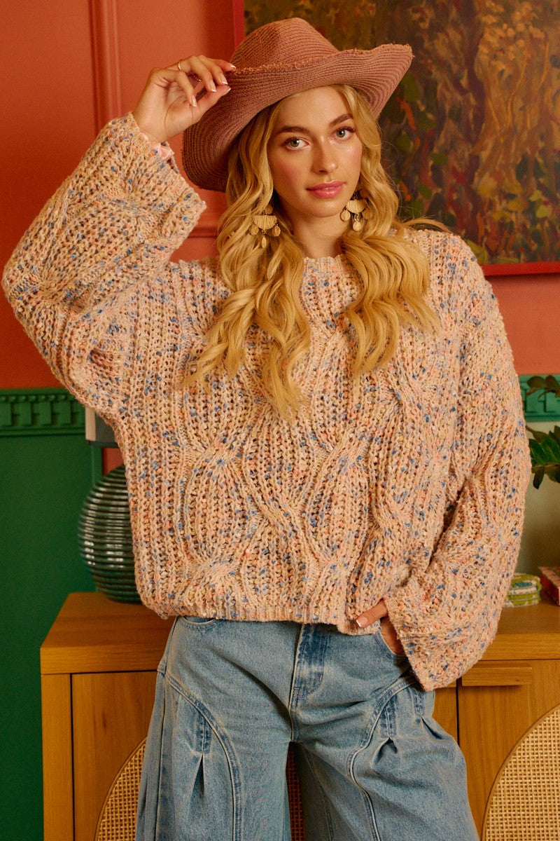 Textured Multi Colors Sweater Top Relaxed Fit