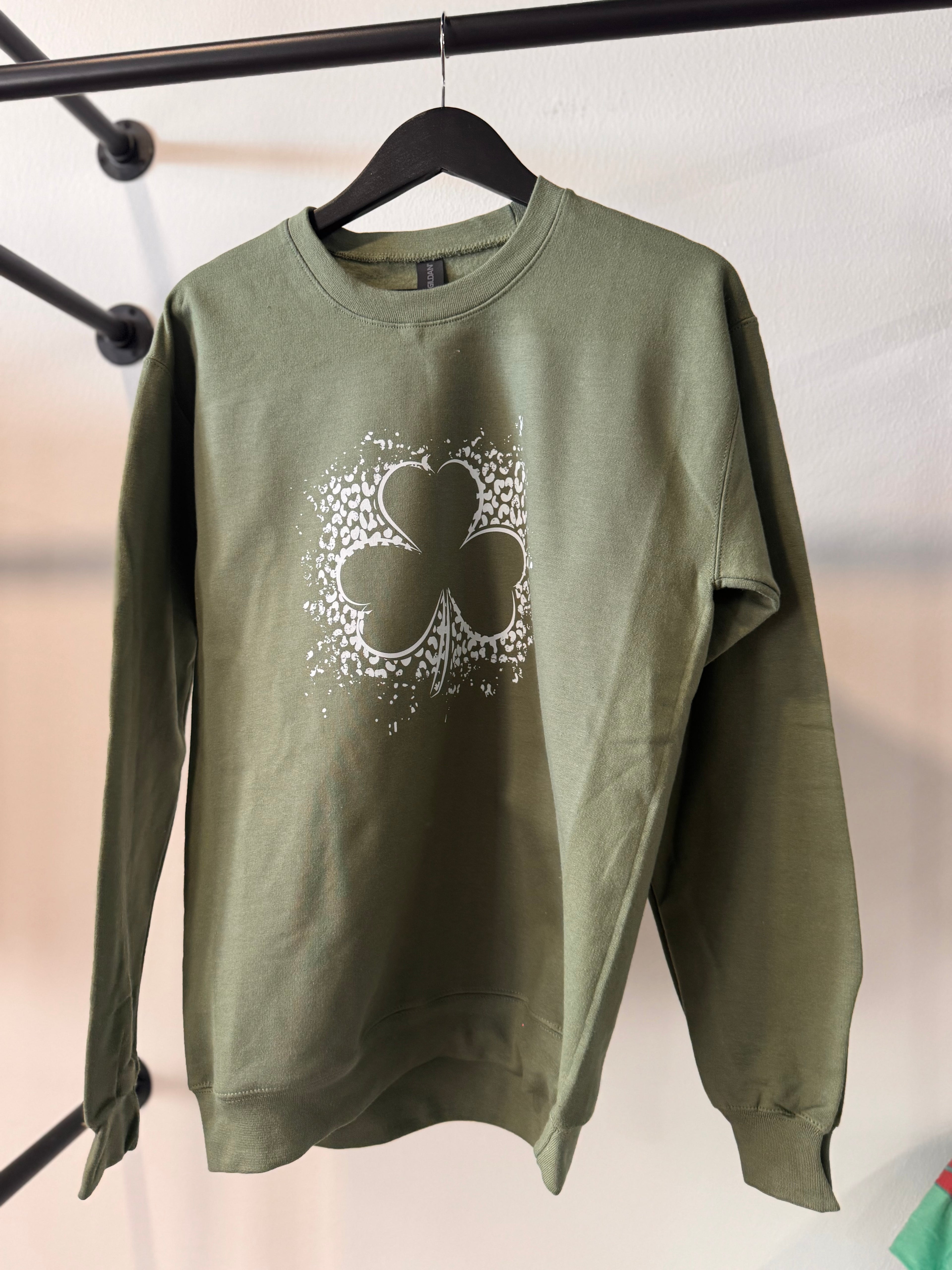 St. Patrick's Day Shamrock Splatter Print Crewneck