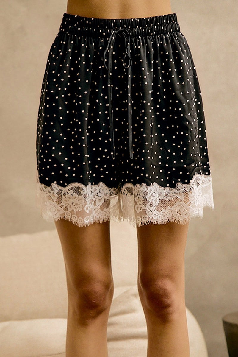 Polka Dot Lace Trim Short Pant