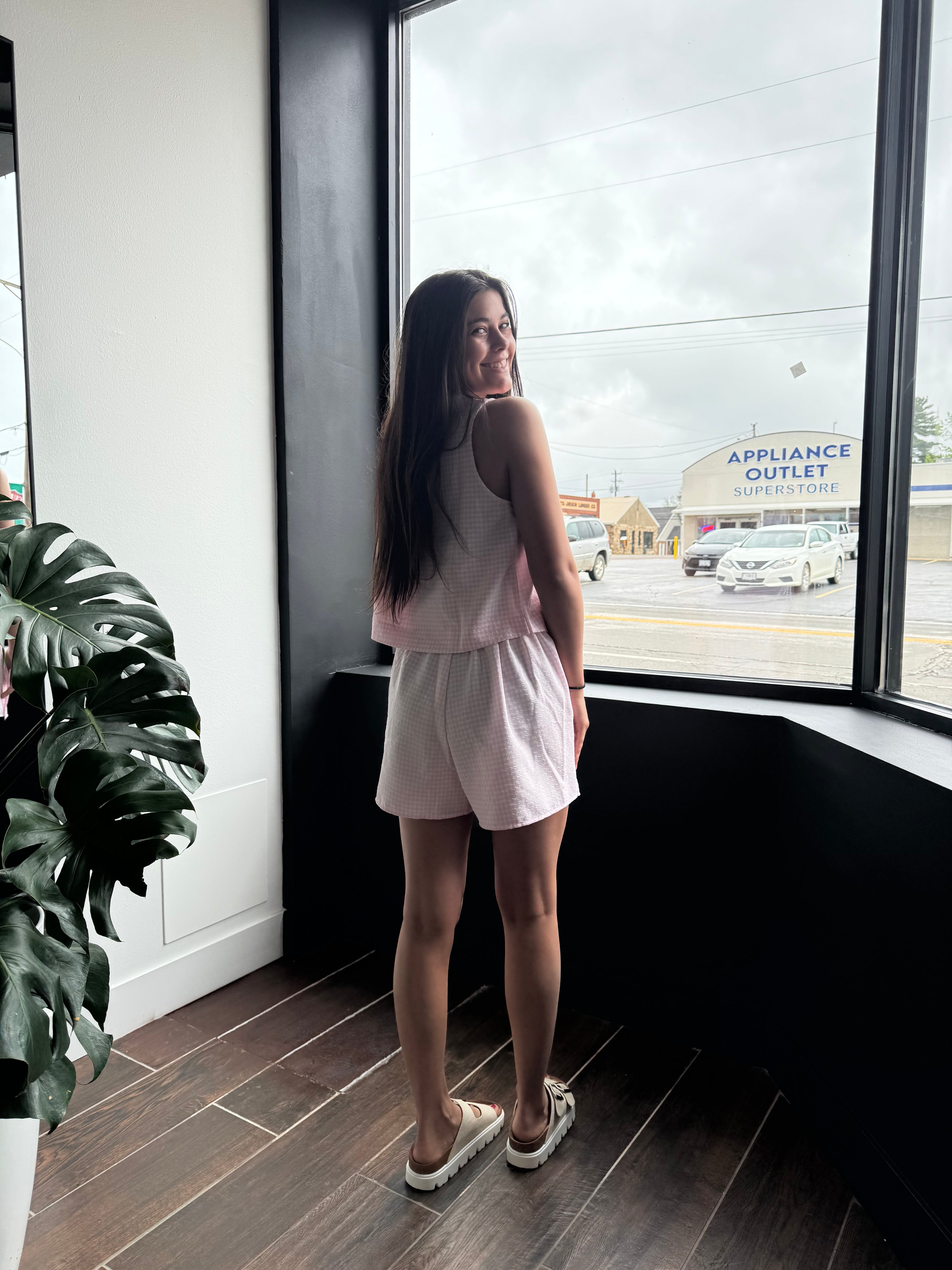 Checkered Sleeveless Top And Skort Set