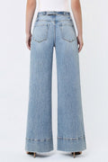 The Olivia High Rise Metal Buckle Trim Extreme Wide Jeans