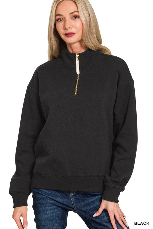 Pullover with Half Zip Detail