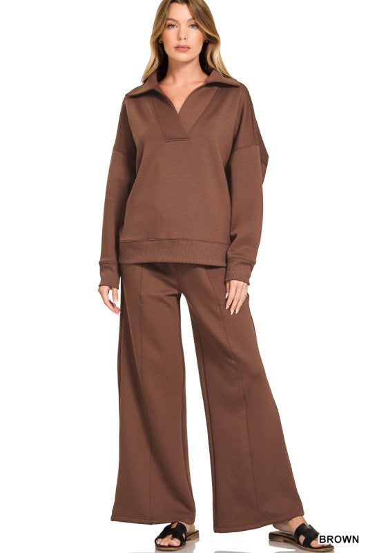 Scuba Collared Pullover & Pants Set