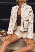 Floral Print Snap Button Quilted Jacket