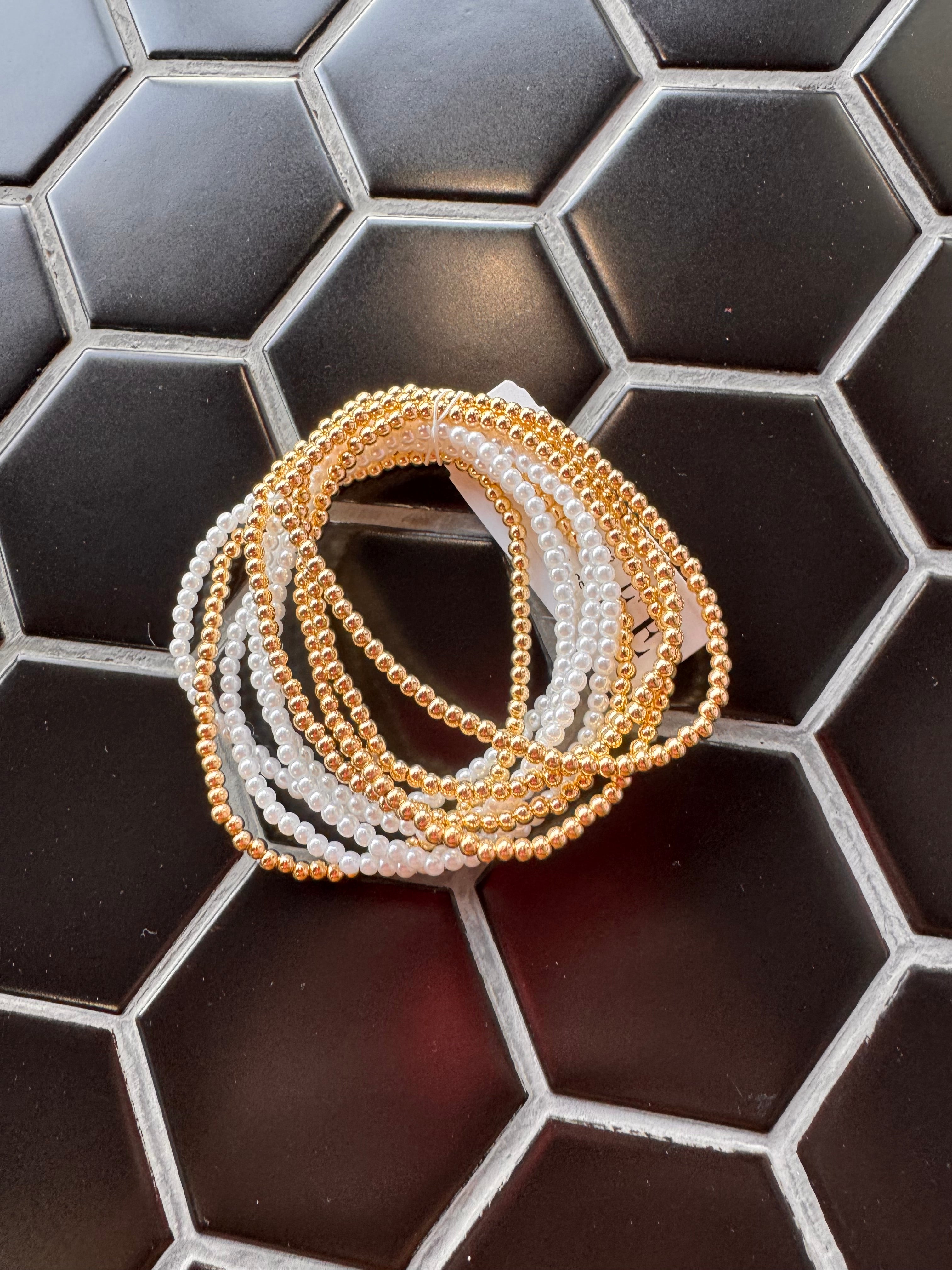 Gold and White Bracelet