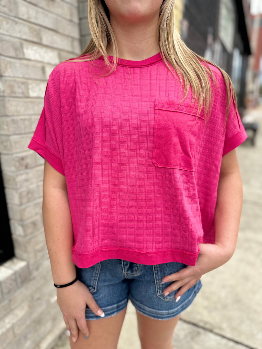 Dolman Sleeve Textured Knit Casual Top