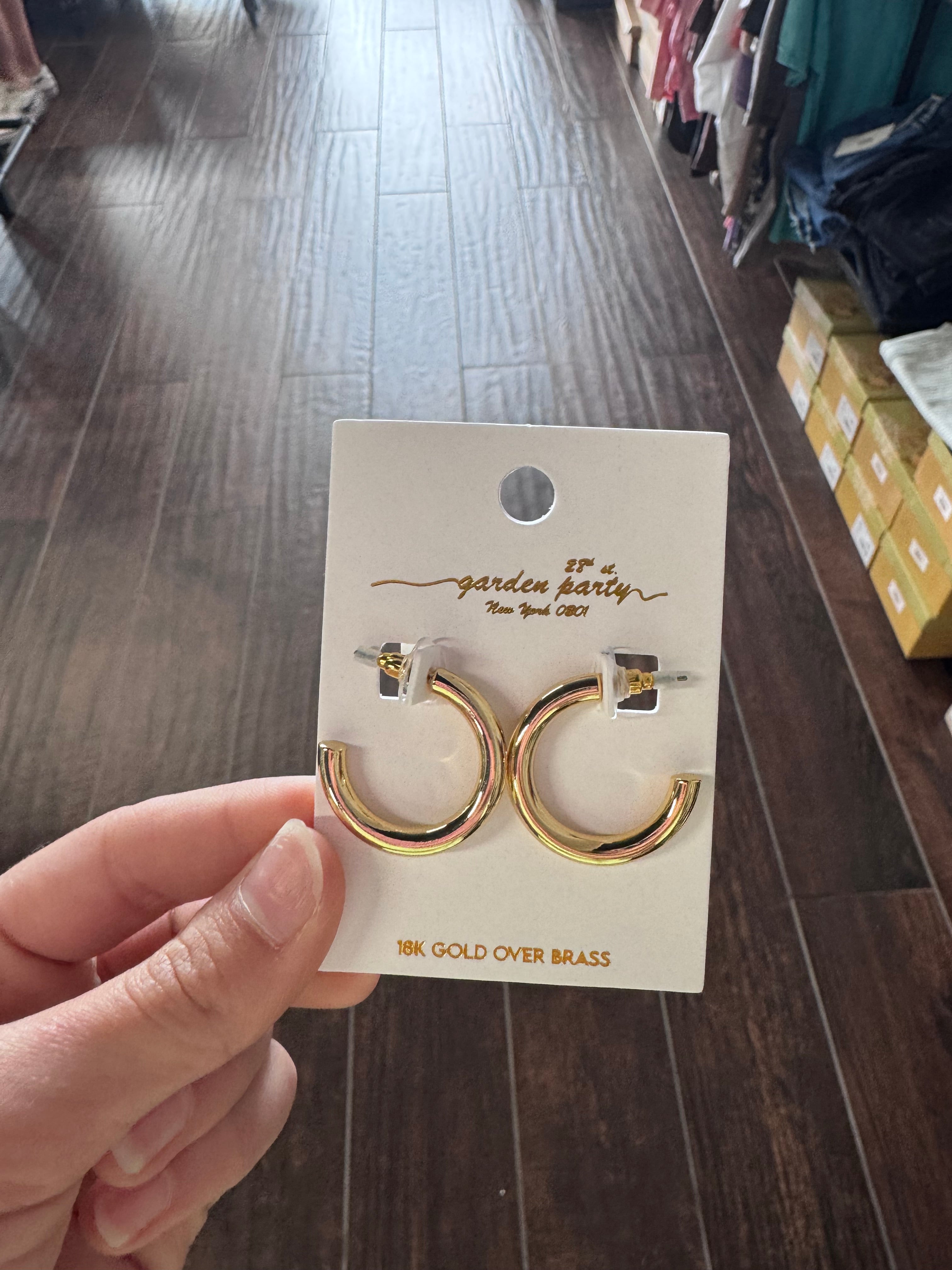 18K Gold Over Brass Small Hoop Earring