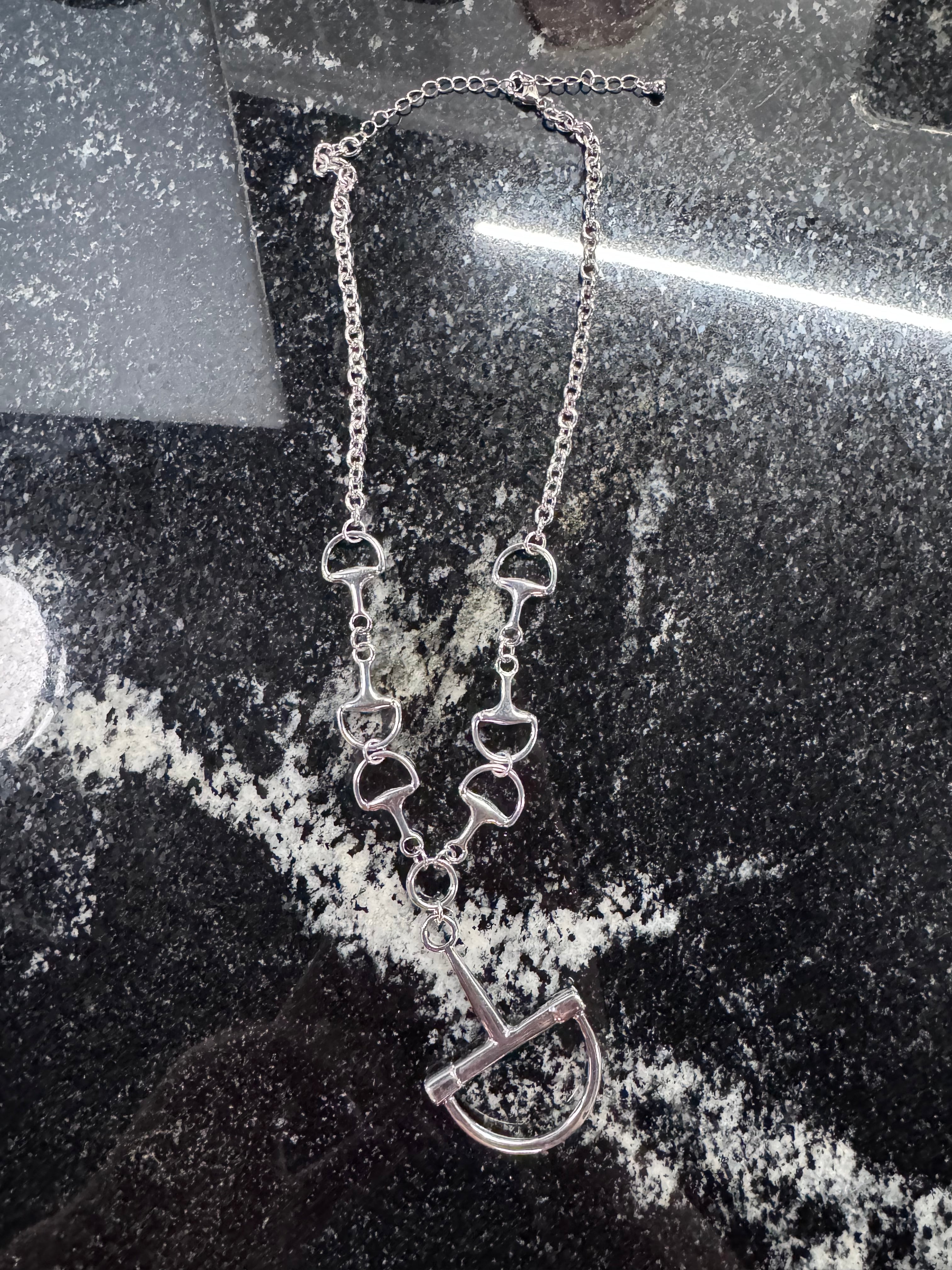 Silver Large Horse Bit Necklace