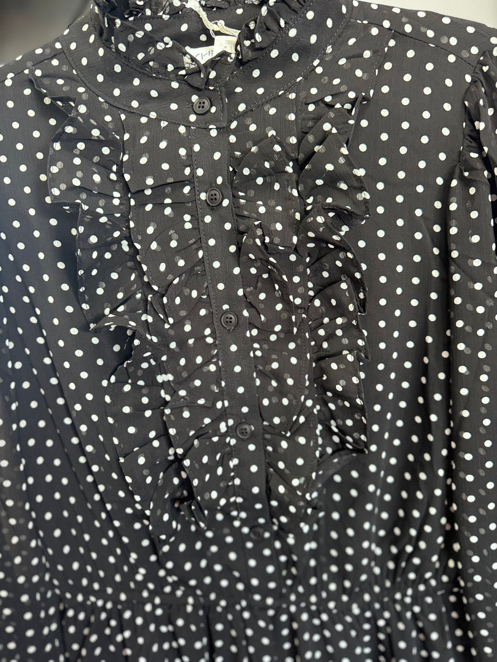 Long Sleeve Ruffle Polka Dot Mini Dress