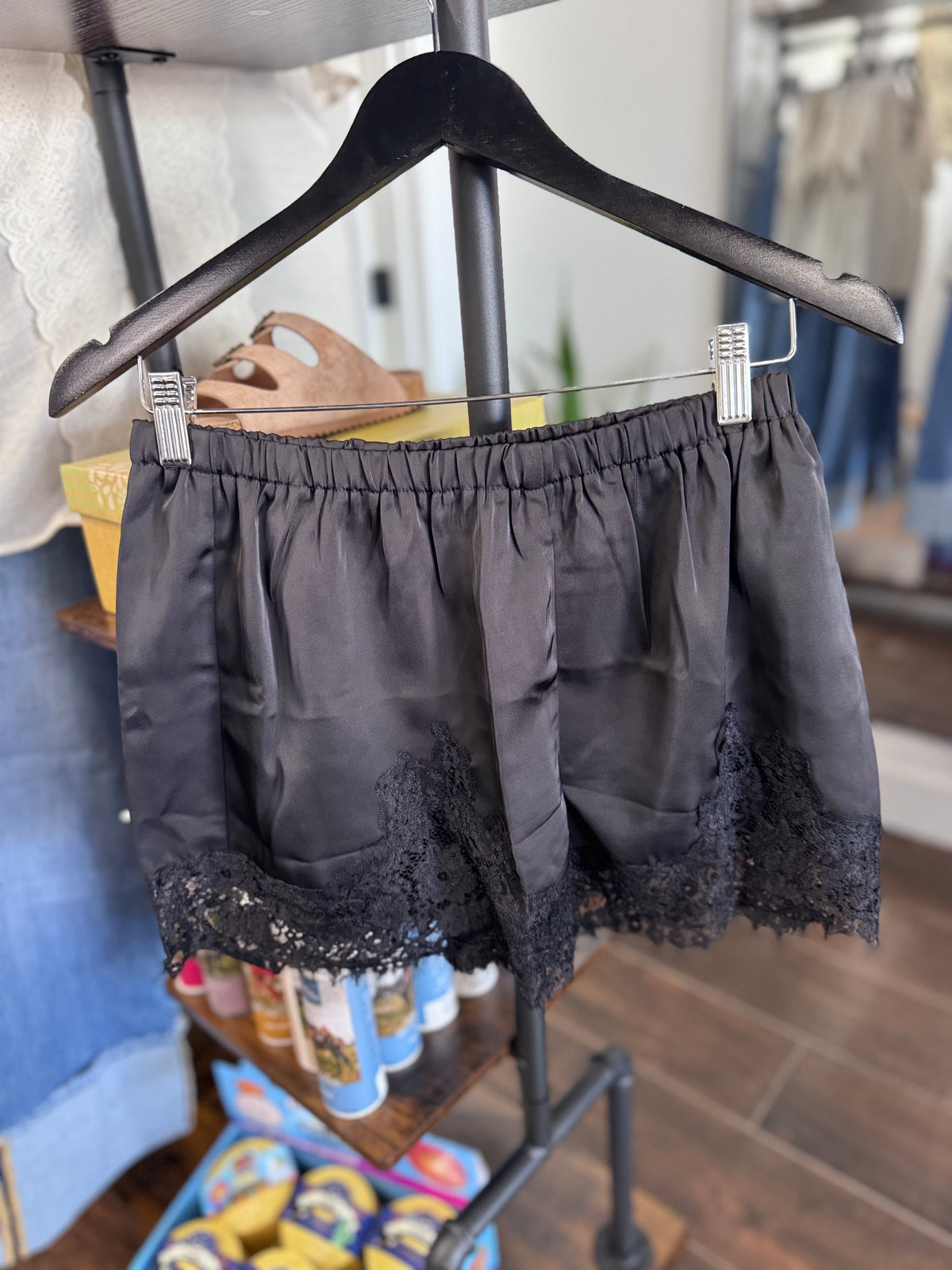 Kiki Black Lace Trim Shorts