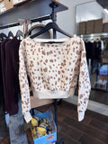 Taupe Leopard Print Off The Shoulder Sweatshirt