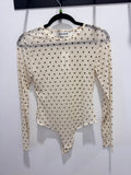 Brown Polka Dot Mesh Bodysuit