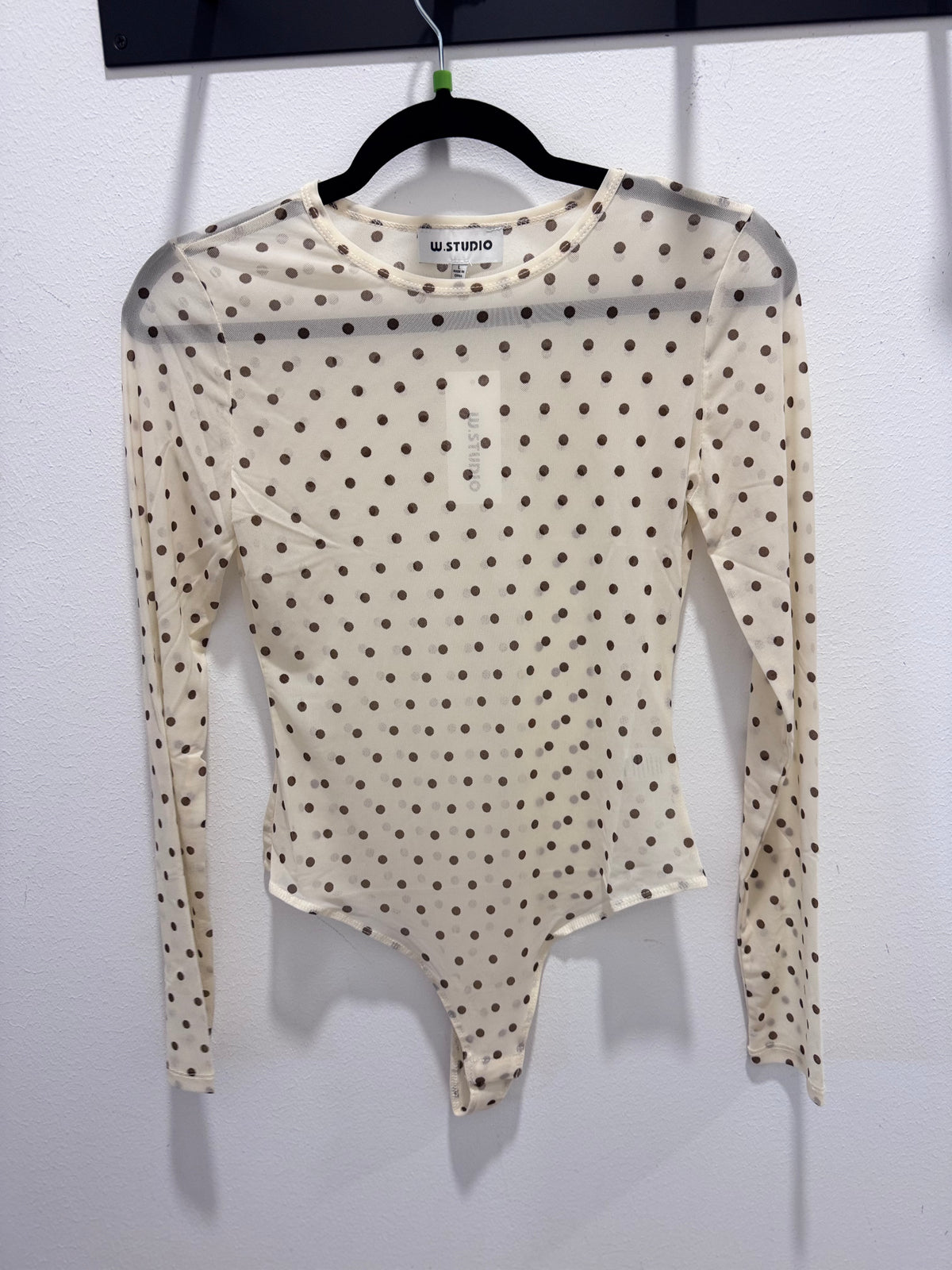 Brown Polka Dot Mesh Bodysuit