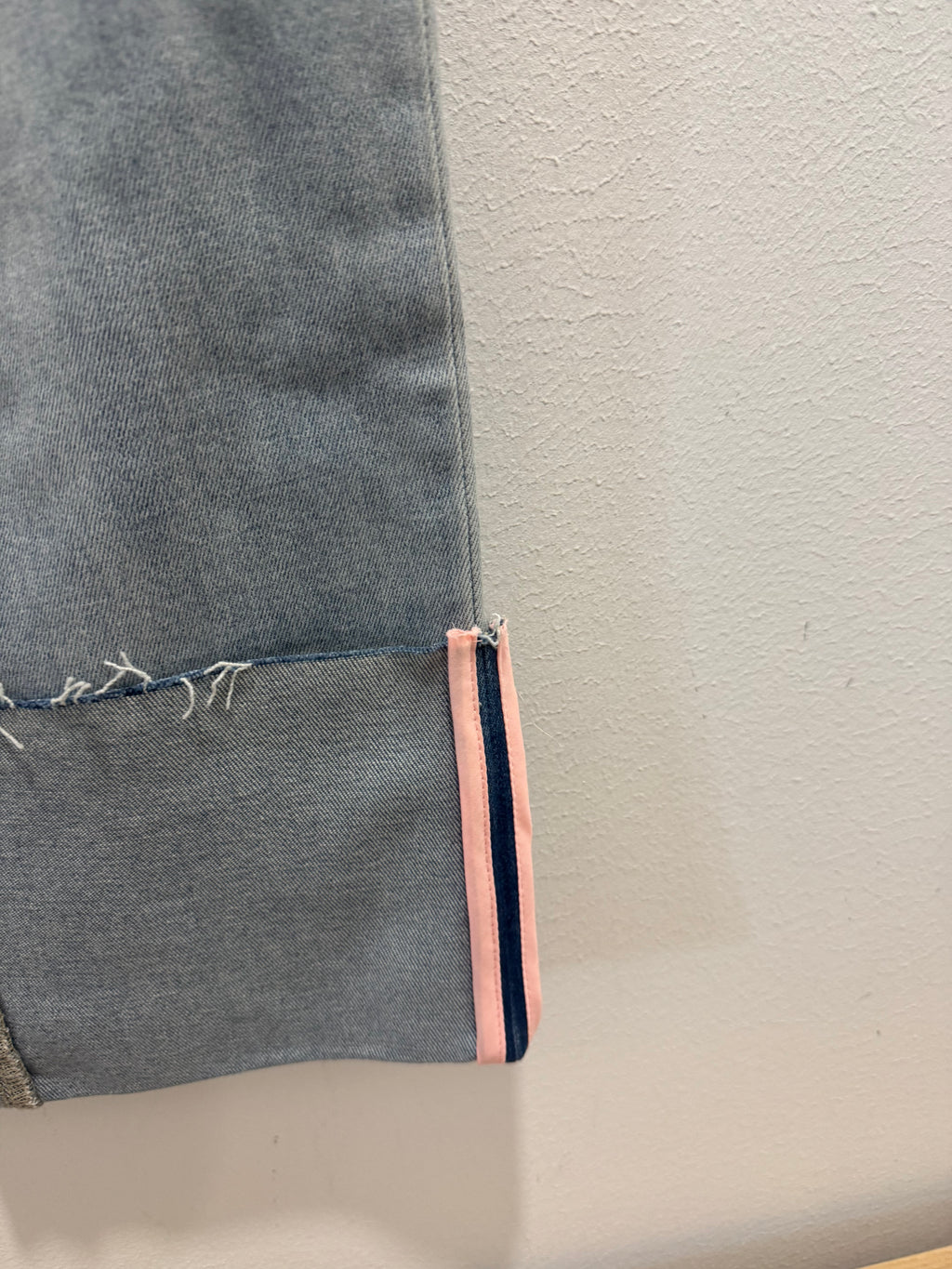 High Rise Cropped Pink Tape Jeans