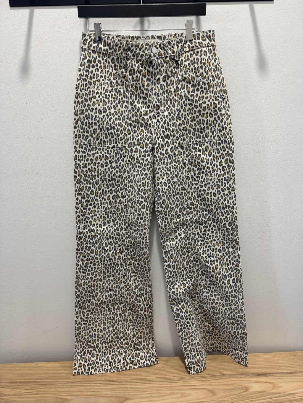 High Rise Seam Detail Cheetah Print Jeans