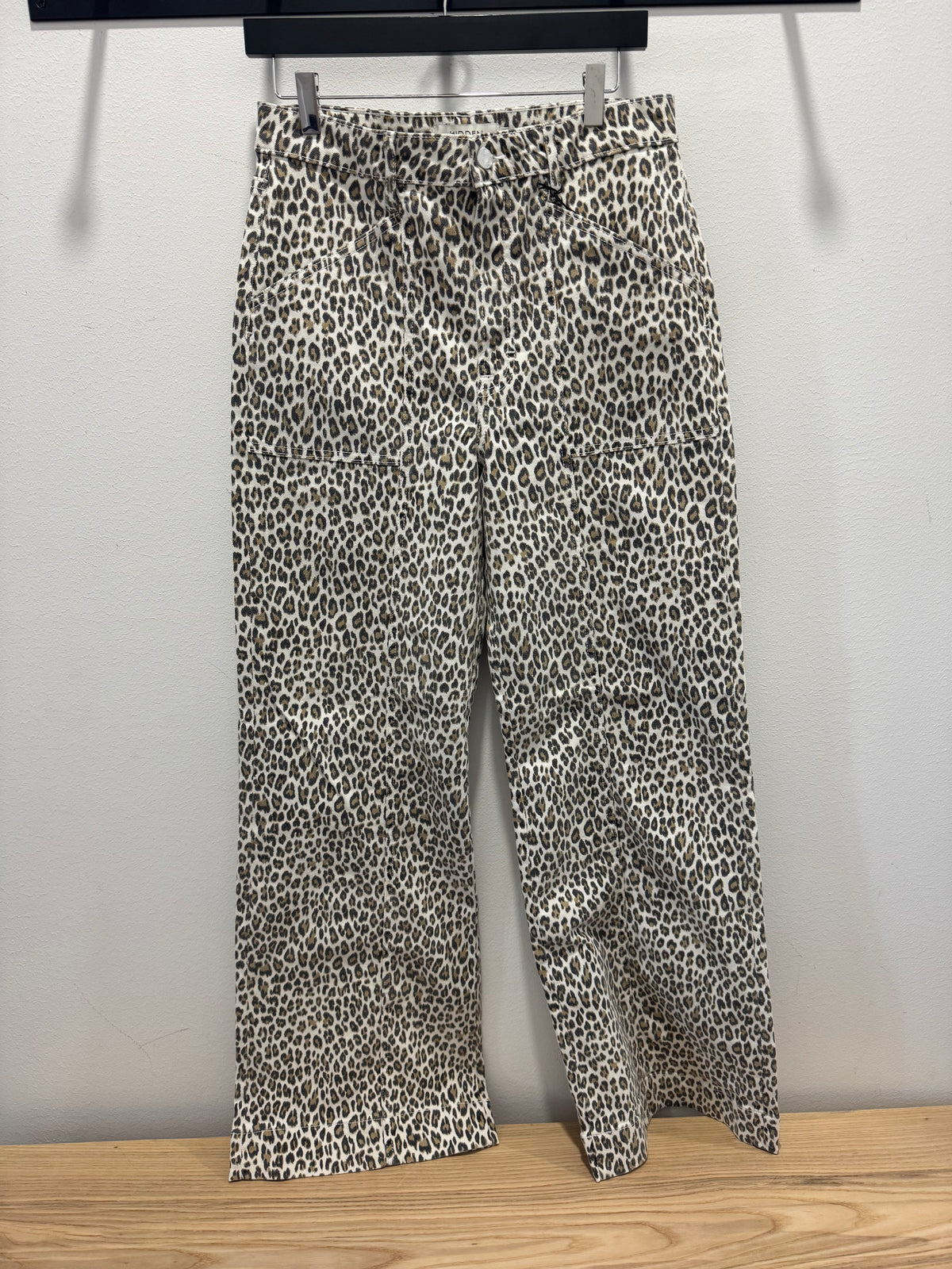 High Rise Seam Detail Cheetah Print Jeans