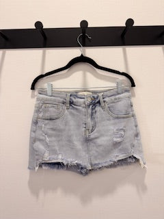 Risen Sadie Light Wash High Rise Unbalanced Hem Skort