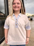 Oversized Half Button Down Collared Knit Top