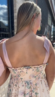 Floral Shoulder Tie Maxi Dress