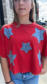 Raw Edge Star Patch Top