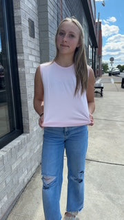 Sleeveless Crew Neck Top