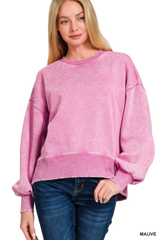 Oversize Acid Washed Fleece Pullover