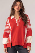 Red Top With Stripe Detail
