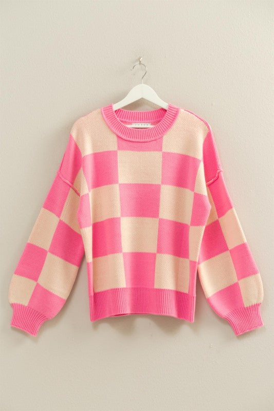 Checkered Knit Sweater
