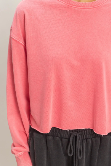 Cropped Mineral Wash Sweatshirt