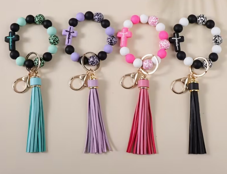 Wristlet keychain Jesus cross