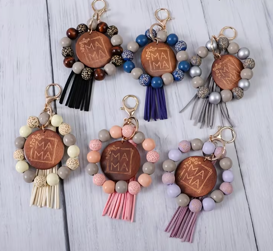 Wrist Keychain | With Wooden MAMA