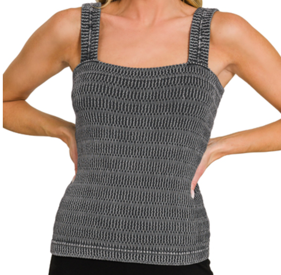 Seamless Winkle Stone Washed Tank Top