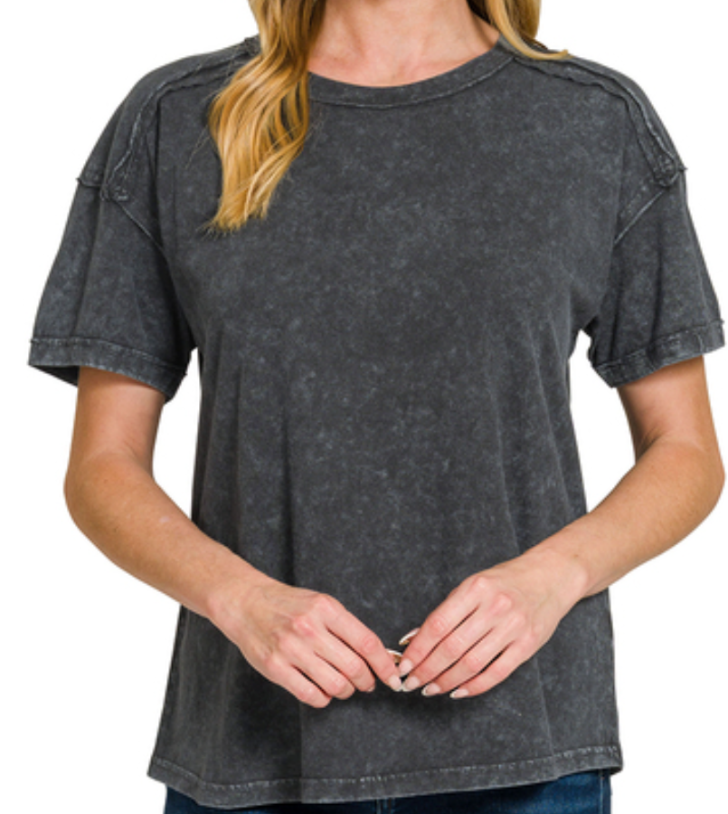 Acid Washed Round Neck T-Shirts