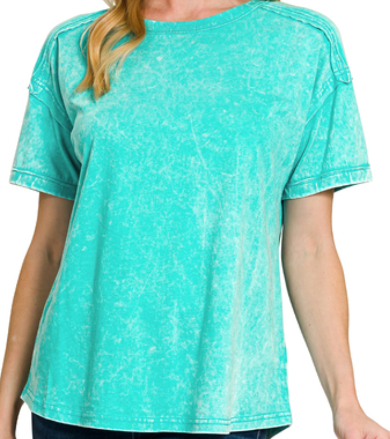 Acid Washed Round Neck T-Shirts