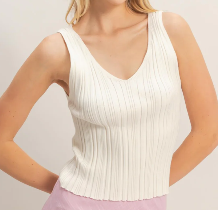Ribbed V-Neck Tank Top