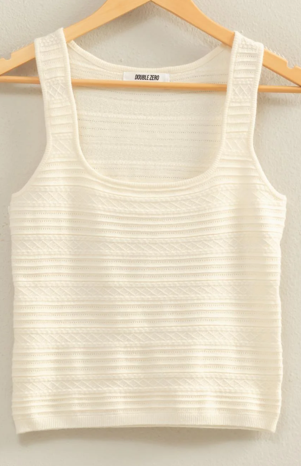 Textured Sleeveless Scoop Neck Knit Top