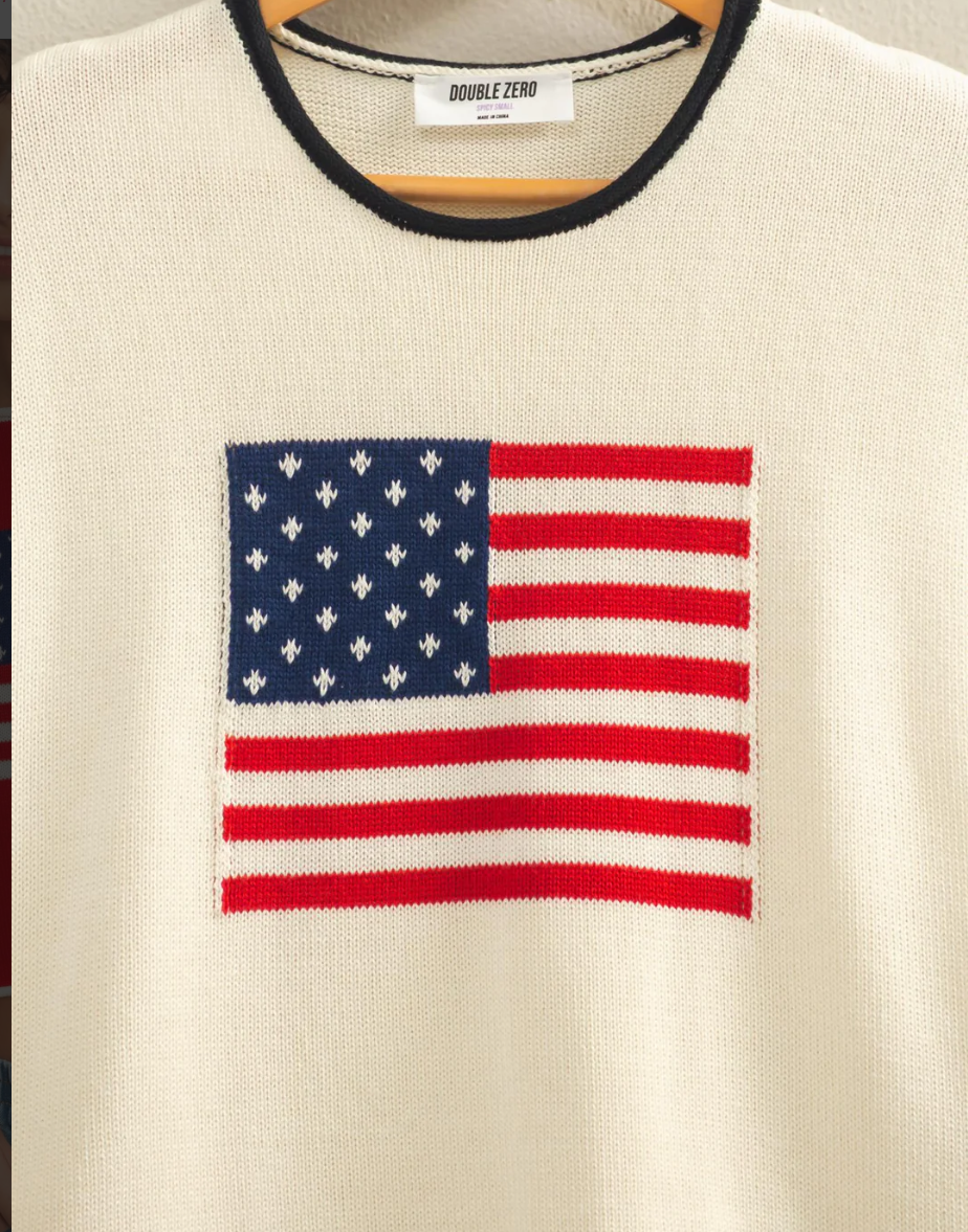 Rolled Hem Sleeveless Flag Graphic Top