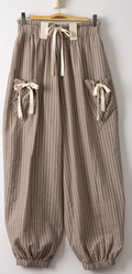 Bow Detail Stripe Texture Woven Pants