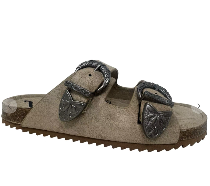 Skye Taupe Sandals with Silver Accents